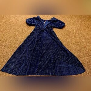 Asos Women's Sz 8 Royal Blue Long ribbed SS shoulder cocktail party dress EUC!